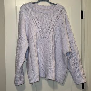 Target Women’s Plus Size Crewneck Cable Stitch Sweater (Light Purple 1X)
